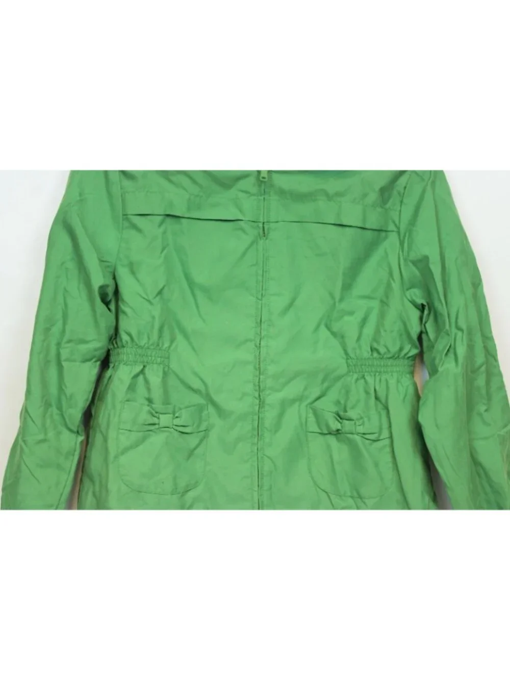 2008 Gymboree Prep School Jacket 10 /12 Green Windbreaker Lined Hood Pockets Bow